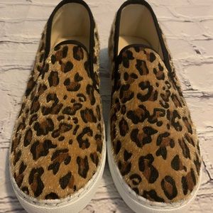 Slip-on Sneakers (Leopard fabric, faux fur)